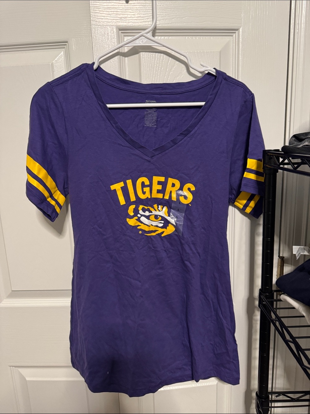 Tigers Purple Short Sleeve V-Neck Tee